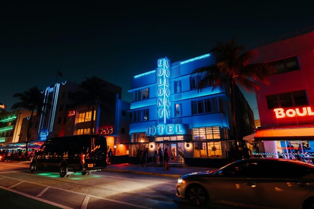 Art Deco buildings along Ocean Drive in Miami Beach, one of the most vibrant places to visit on the East Coast
